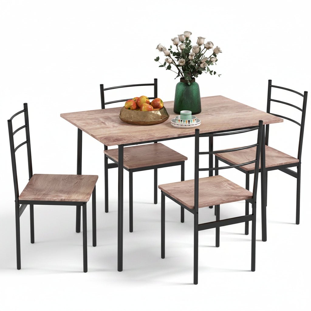 5-Piece Dining Table Set with Steel Frame Chairs - Image 2
