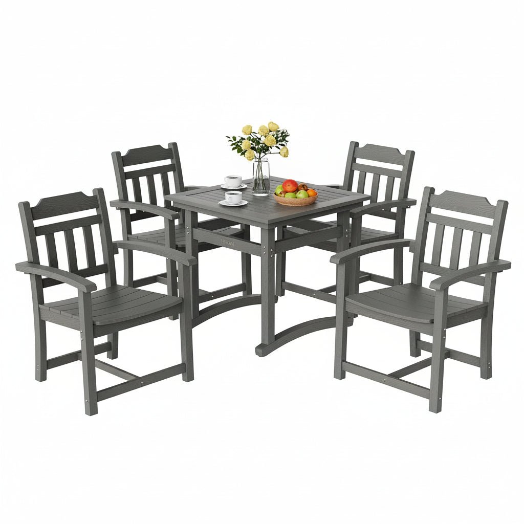 5-Piece Patio Dining Set with Square Table and Chairs - Image 2