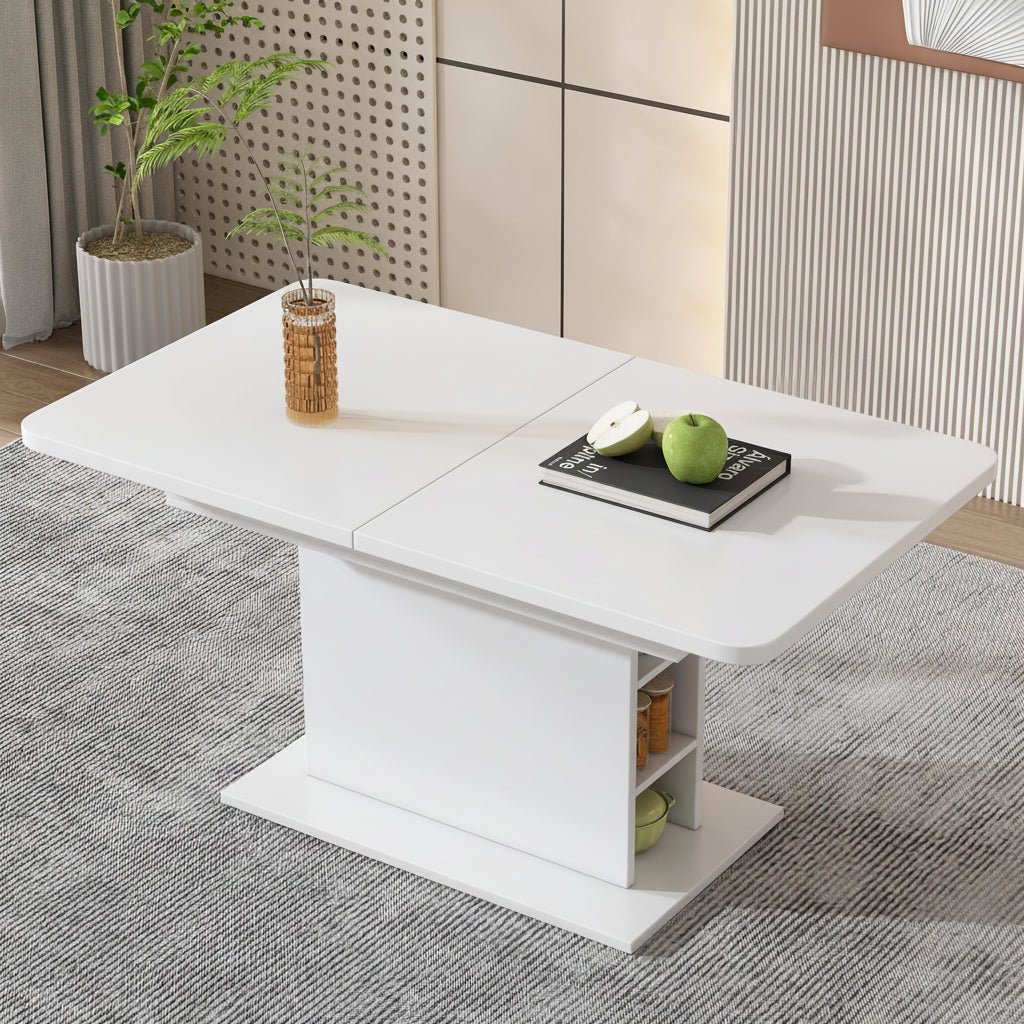 Dining Room Set with Table and 6 Sherpa Fabric Chairs - Image 2