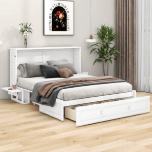 Mobile Murphy Bed 140 × 200 cm with Storage Drawers